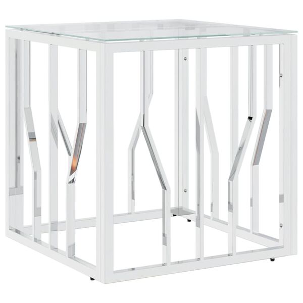 vidaXL Soffbord silver 50x50x50 cm rostfritt stål och glas