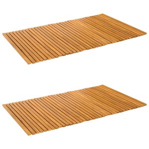 vidaXL Badmatta 2 st Naturlig 100 x 60 cm Massivt Akaciatr&auml;