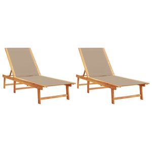 vidaXL Sols&auml;ngar 2 st taupe massivt akaciatr&auml; & textilene