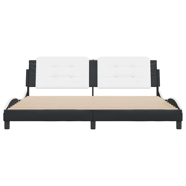 vidaXL Bed Frame without Mattress "Zadar" Black and White 200x200 cm Faux Leather