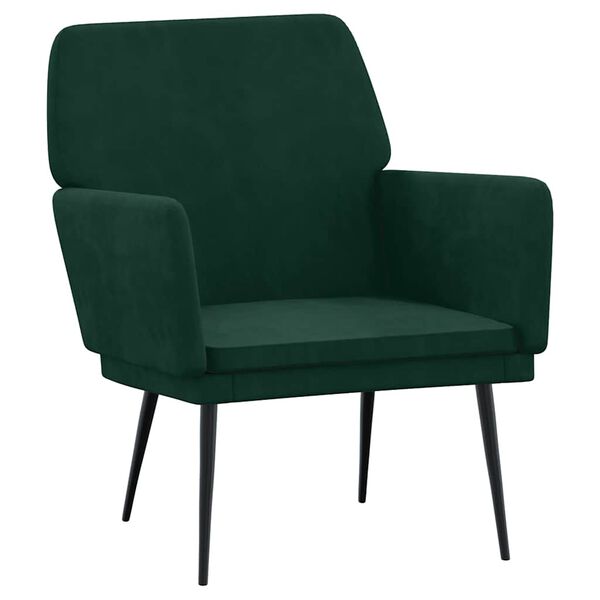 vidaXL Loungestol m&ouml;rkgr&ouml;n 62x79x79 cm sammet