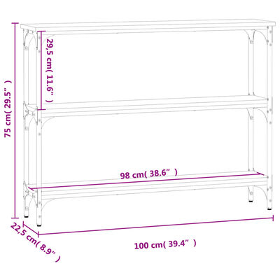 vidaXL Avlastningsbord sonoma-ek 100x22,5x75 cm konstruerat trä