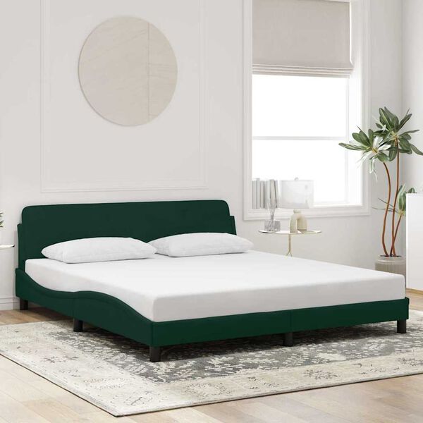 vidaXL Bed Frame "Dover" Dark Green 180x200 cm Velvet