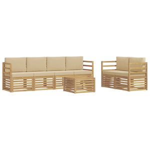 vidaXL Utomhussoffset 7 st Vit och Beige Polyester