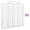 vidaXL Gabioner b&aring;gformade 3 st 200x30x200/220 cm galvaniserat j&auml;rn