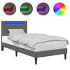 vidaXL S&auml;ngram med LED-ljusslingor Gr&aring; 90 x 190 cm Konstl&auml;der
