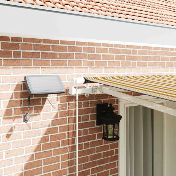 vidaXL Utf&auml;llbar markis Flerf&auml;rgsdesign 400 &times; 300 cm Tyger och St&aring;l