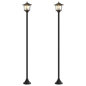 vidaXL Lampstolpsset with LED Bulb 2 st Svart 16 x 16 x 156 cm