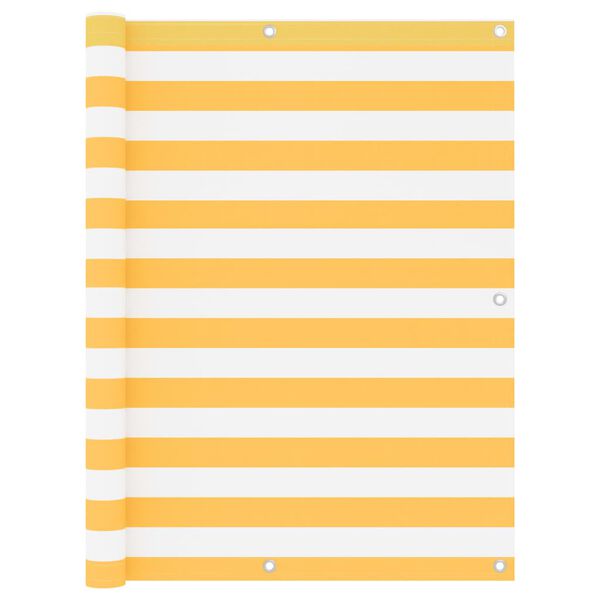 vidaXL Balkongskärm vit och gul 120x400 cm oxfordtyg
