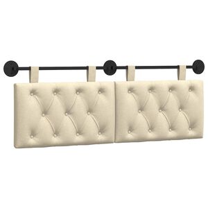 vidaXL H&auml;ngande Huvudgavel V&auml;ggmonterad Kr&auml;m 130 x 55 x 7 cm tyg