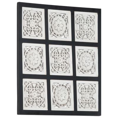 vidaXL Handsnidad väggpanel MDF 60x60x1,5 cm svart och vit