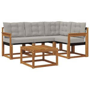 vidaXL Utomhussoffset med kudde 5 pcs Naturlig och Ljus Gr&aring;