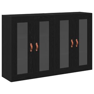 vidaXL V&auml;ggsk&aring;p 2 pcs Svart Ek 69,5 x 34 x 90 cm Konstruerat tr&auml;