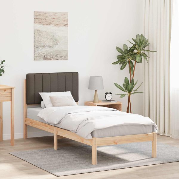 vidaXL S&auml;ngram med Kl&auml;dd Huvudgavel Taupe 75 x 190 cm Massiv furu