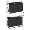 vidaXL Tvättkorg 2 fack med hylla svart ek