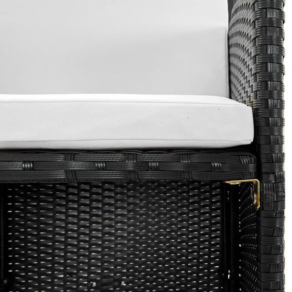 vidaXL Matgrupp f&ouml;r tr&auml;dg&aring;rden med dynor 11 delar konstrotting svart