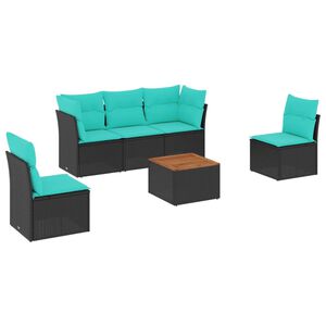 vidaXL Soffgrupp f&ouml;r tr&auml;dg&aring;rden med dynor 6 delar svart konstrotting