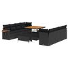vidaXL Trädgårdsoffset med kudde 11 pcs Svart