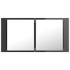 vidaXL Spegelskåp för badrum LED grå högglans 90x12x45 cm akryl