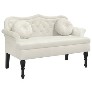 vidaXL B&auml;nk med kuddar gr&auml;ddvit 120,5x65x75 cm sammet