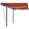 vidaXL Automatisk markis med vindsensor & LED 3,5x2,5 m orange/brun
