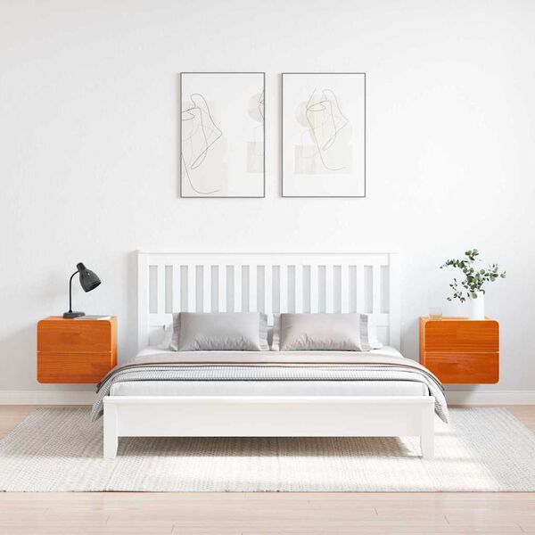 vidaXL S&auml;ngbord med l&aring;da 2 pcs Brun 39 x 34 x 33 cm Massiv furu