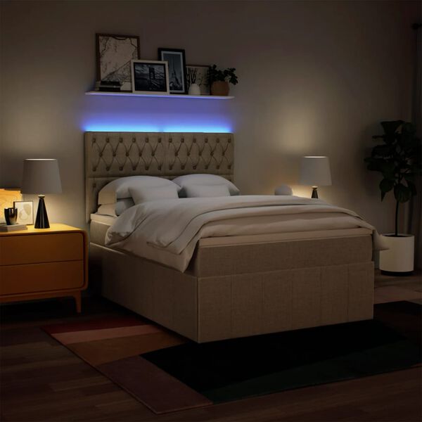 vidaXL Rams&auml;ng med madrass gr&auml;ddvit 160x200 cm tyg