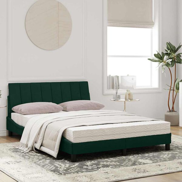 vidaXL Bed with Mattress "Hanko" Dark Green 120x200 cm Velvet