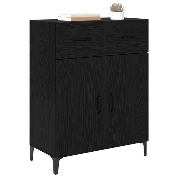 vidaXL Sideboard med l&aring;da Svart Ek 69,5 x 34 x 90 cm Konstruerat tr&auml;