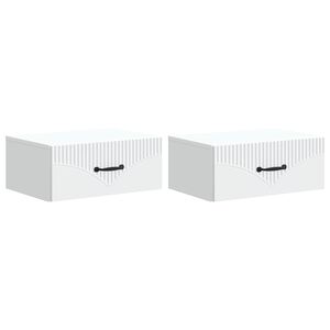 vidaXL V&auml;ggmonterat S&auml;ngbord med l&aring;da 2 pcs Vit 49 x 34,5 x 20 cm
