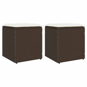 vidaXL Tr&auml;dg&aring;rdspallar med dynor 2 st, brun 40x40x43 cm konstrotting