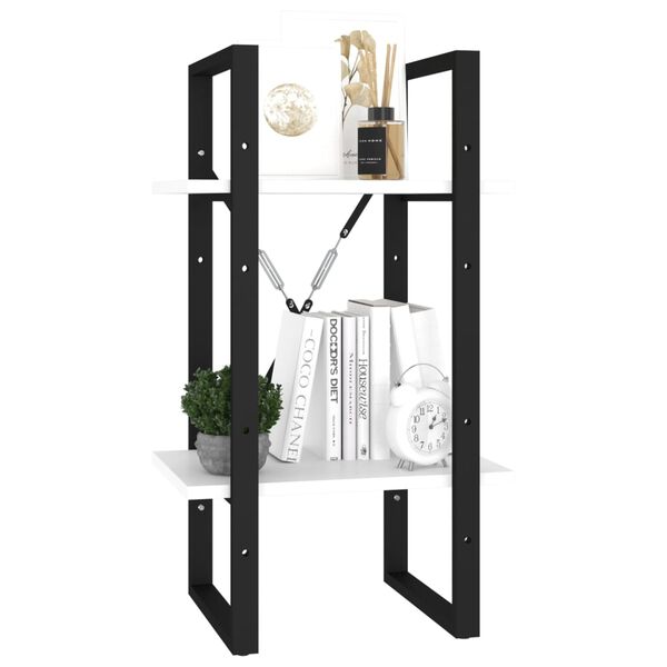 vidaXL Bokhylla 2 hyllplan vit 40x30x70 cm konstruerat trä