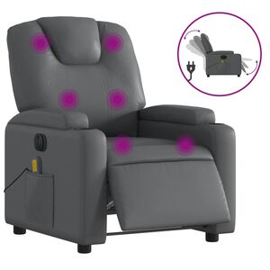 vidaXL Elektrisk massagef&aring;t&ouml;lj gr&aring; konstl&auml;der
