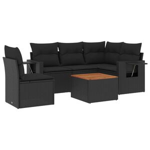 vidaXL Loungegrupp med dynor 6 delar svart konstrotting