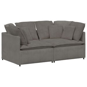 vidaXL Modulsoffa med dynor manchestertyg ljusgr&aring;
