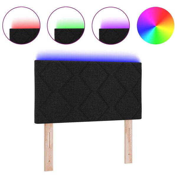 vidaXL Huvudgavel med LED -remsljus med huvudgavel Svart 80 cm tyg