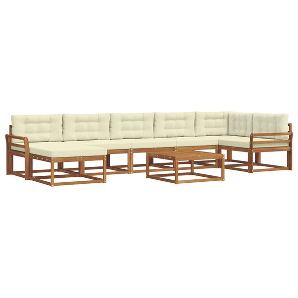 vidaXL Utomhussoffset med kudde 8 pcs Naturlig och Gr&auml;dde