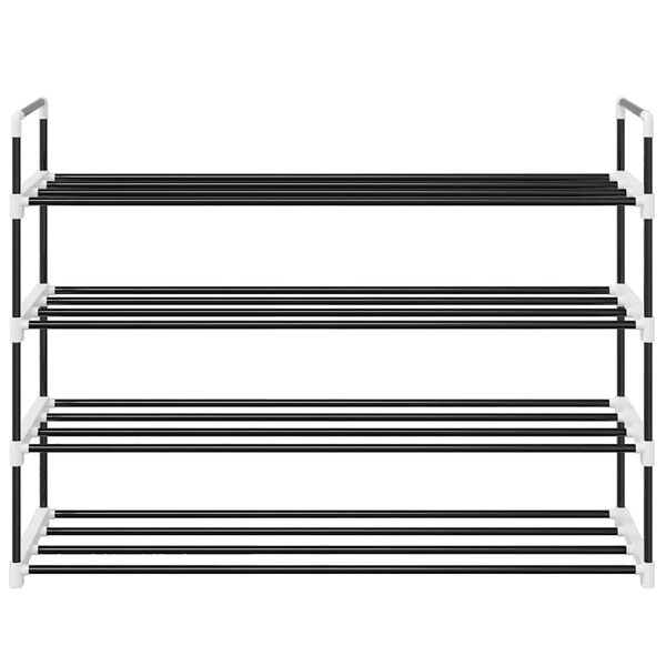 vidaXL Skohylla med 4 hyllor metall och plast svart