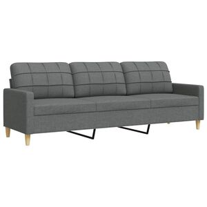 vidaXL 3-sitssoffa m&ouml;rkgr&aring; 210 cm tyg