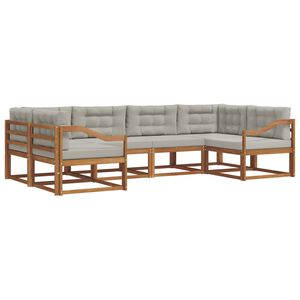 vidaXL Utomhussoffset med kudde 6 pcs Naturlig och Ljus Gr&aring;