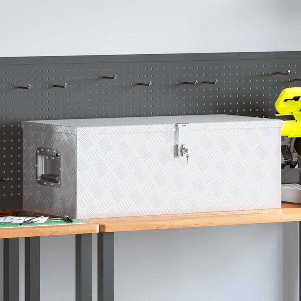 vidaXL Förvaringslåda silver 80x39x30 cm aluminium