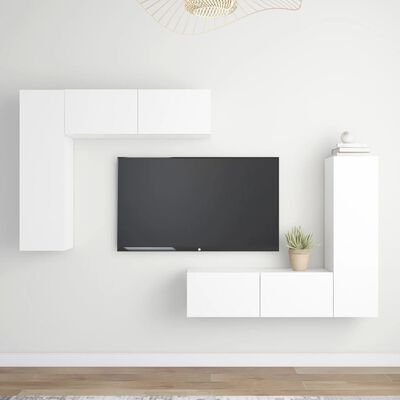 vidaXL TV-skåp 4 delar vit konstruerat trä