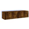 vidaXL V&auml;ggmonterad tv-b&auml;nk LED 2 st r&ouml;kf&auml;rgad ek 60x35x31 cm