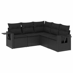 vidaXL Loungegrupp f&ouml;r tr&auml;dg&aring;rden med dynor 5 delar svart konstrotting