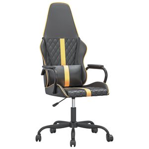 vidaXL Gamingstol med massage guld och svart konstl&auml;der