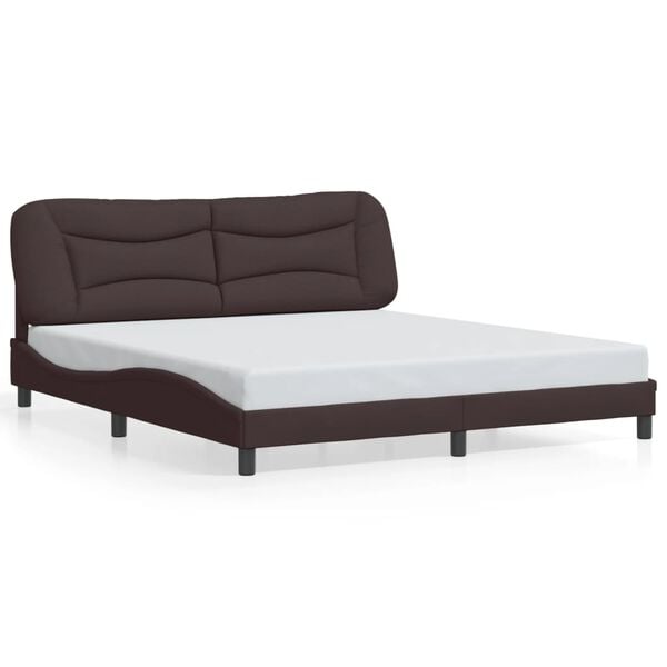 vidaXL Bed Frame without Mattress "Hvar" Dark Brown 180x200 cm Fabric