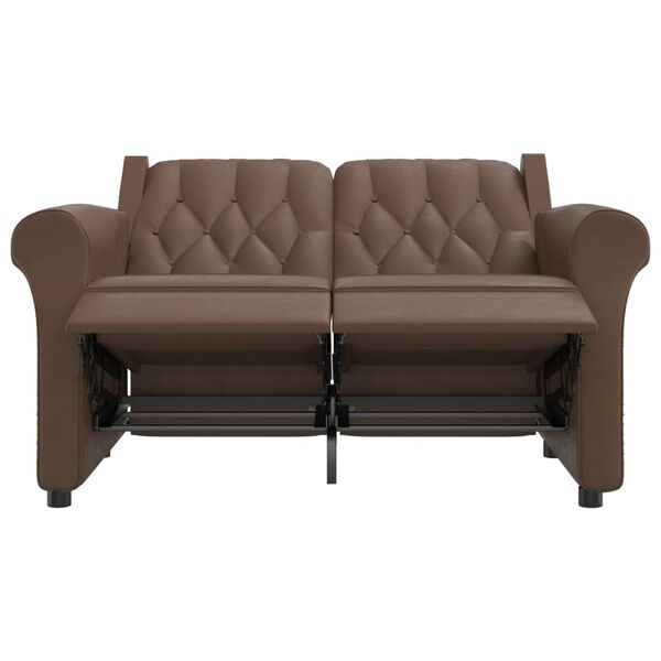 vidaXL Massagefåtölj 2-sits brun glansigt konstläder