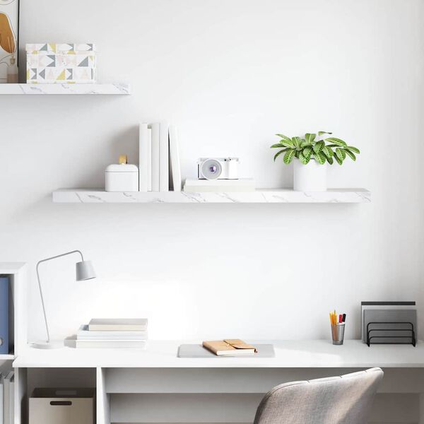 vidaXL V&auml;gg hylla Vit marmor 120 x 23,5 x 4 cm Konstruerat tr&auml;