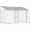 vidaXL Hundbur med tak Silver 400 x 200 x 256 cm St&aring;l och PE