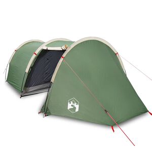 vidaXL Campingt&auml;lt tunnel 4 personer gr&ouml;n vattent&auml;tt